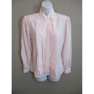 Vintage 80's Marlis Blouse Size 8 Pleated Front Dressy Pink Top